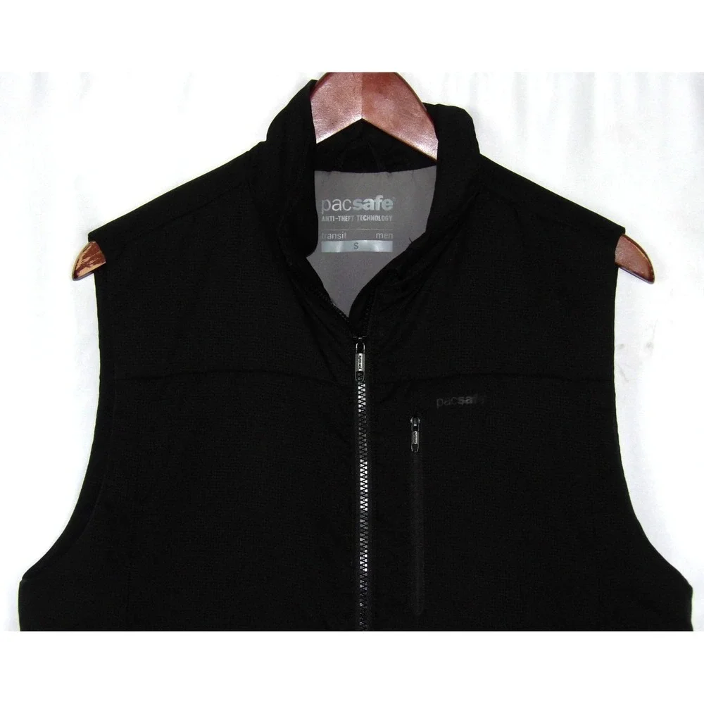 PACSAFE Anti-Theft Technology Transit Black Zip-Up Insulated Vest Men's Small - Picture 2 of 11